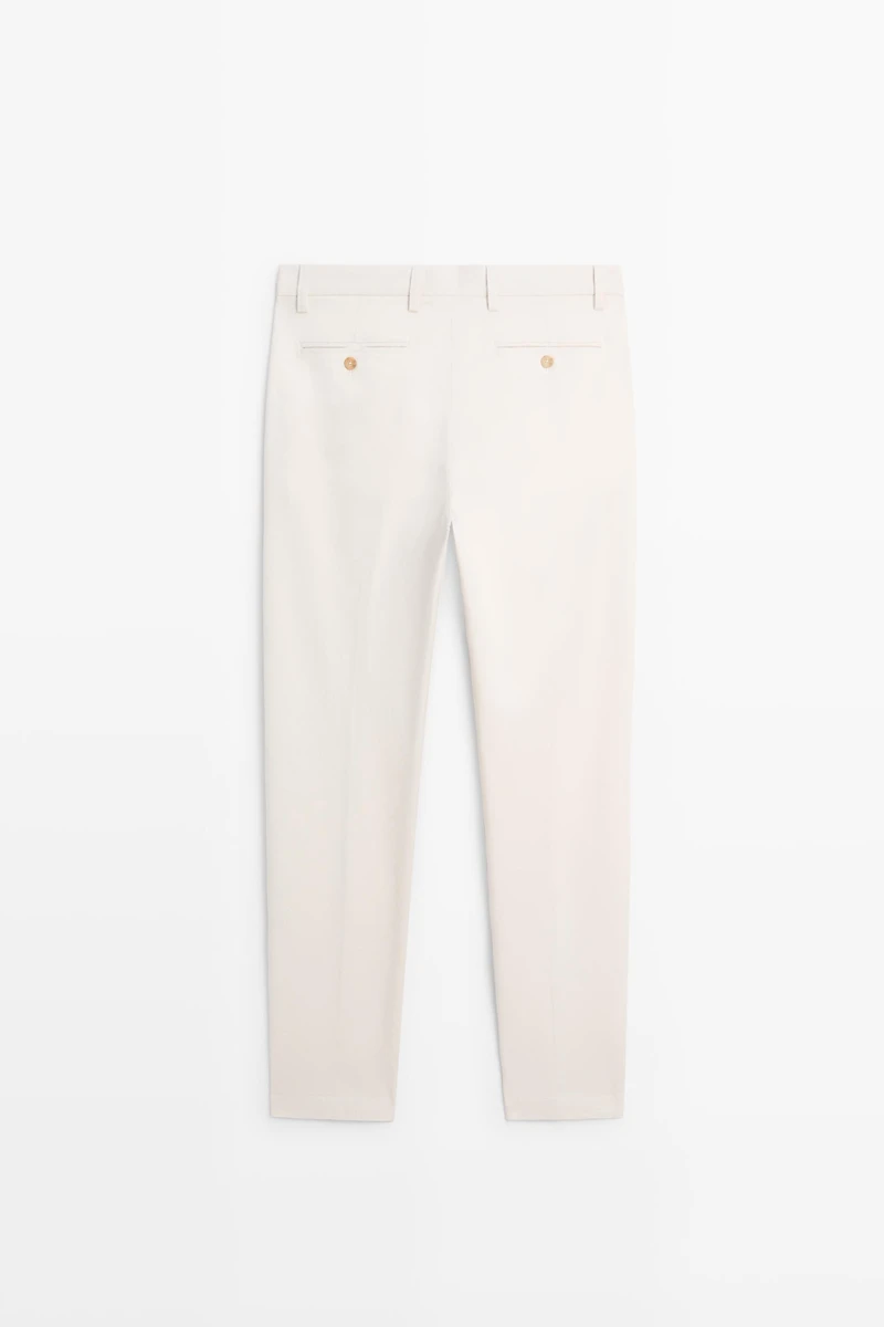 Cotton blend slim fit pants