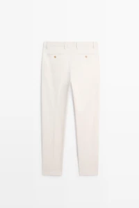 Cotton blend slim fit pants