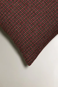 LINEN CHECK CHRISTMAS THROW PILLOW COVER