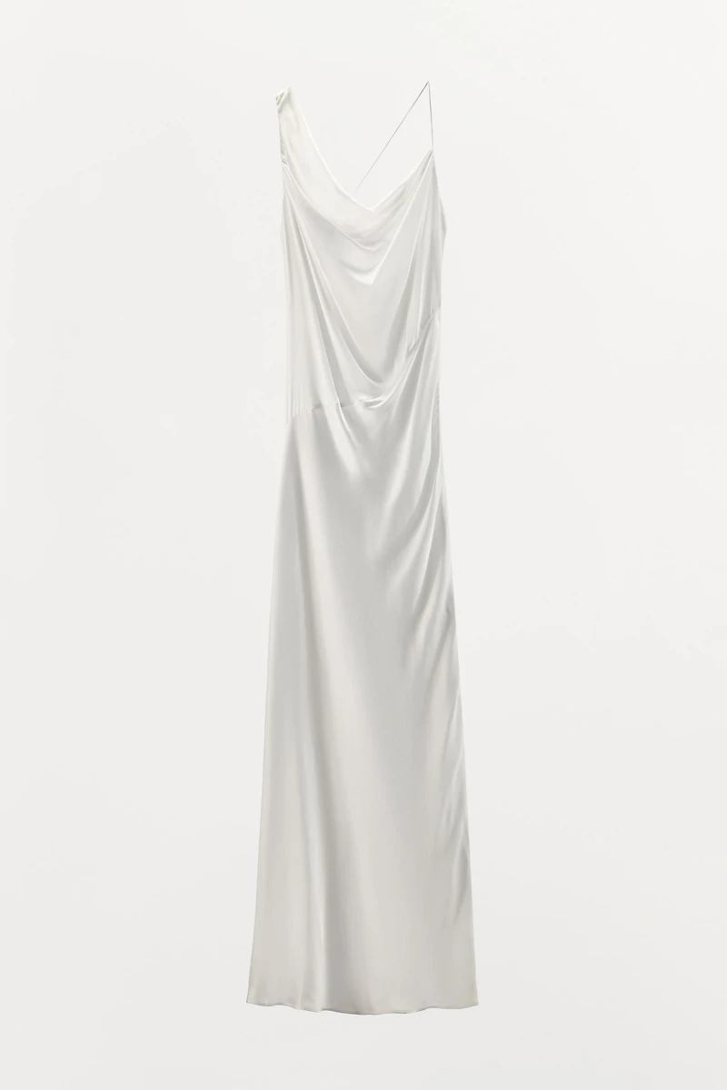 SATIN DRESS WITH BACK NECKLINE