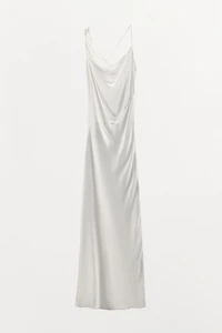 SATIN DRESS WITH BACK NECKLINE