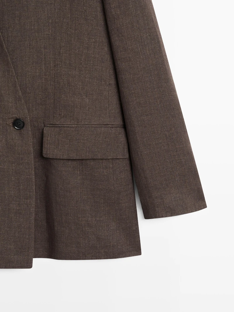 Blazer écharpe chiné 100% lin