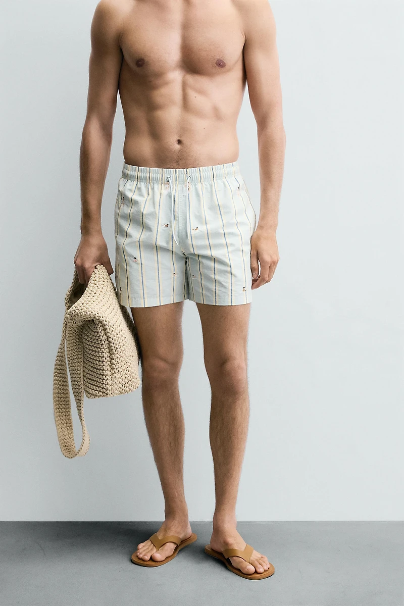 EMBROIDERED MID-LENGTH SWIMSUIT