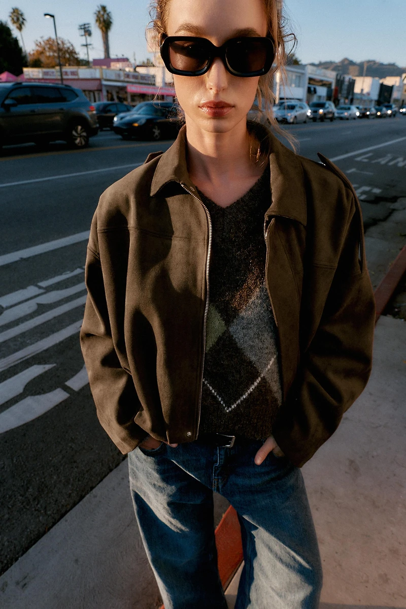 VESTE BOMBER EFFET DAIM