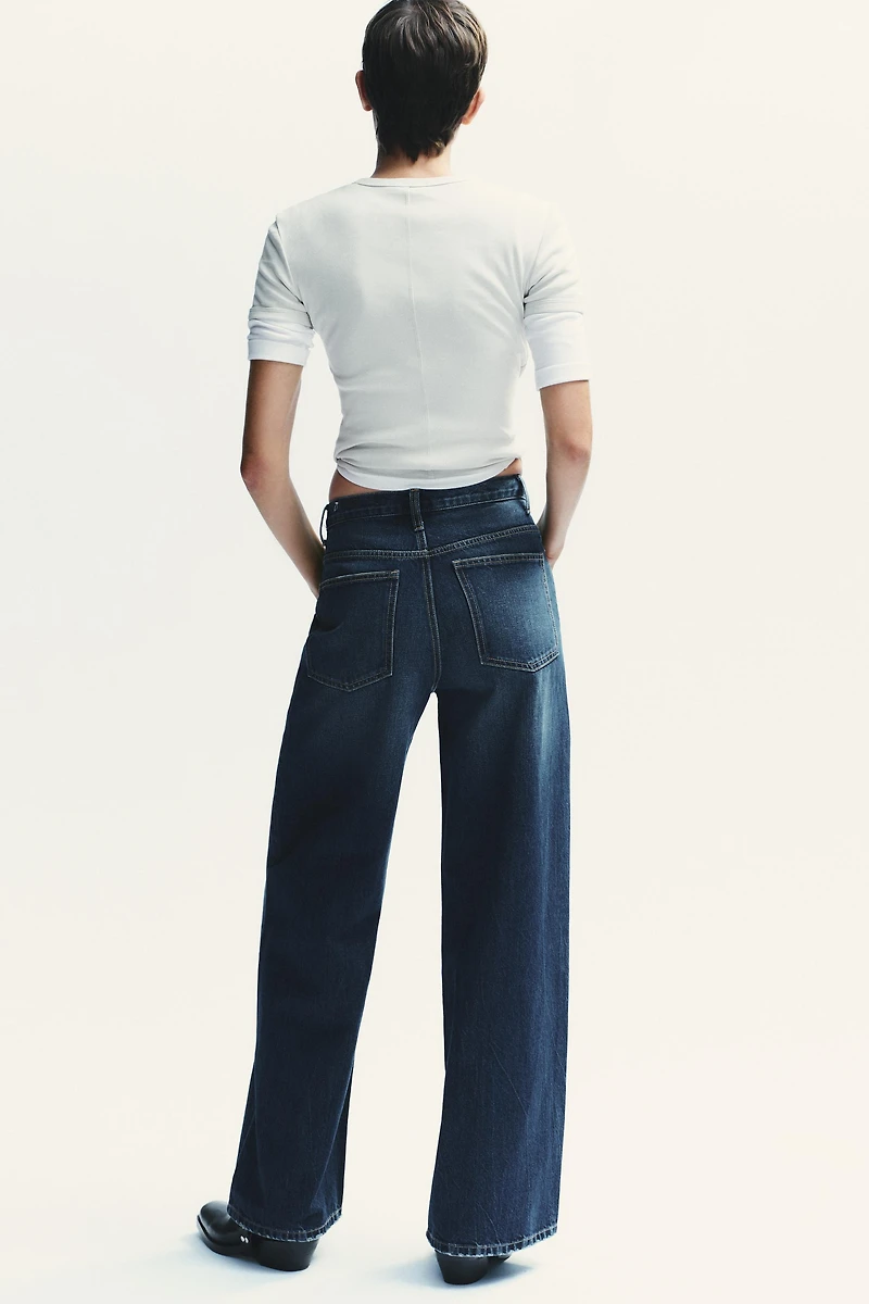 TRF HIGH WAIST CROSSOVER WIDE LEG JEANS