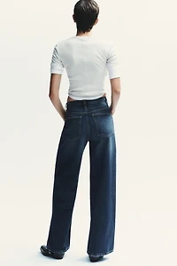 TRF HIGH WAIST CROSSOVER WIDE LEG JEANS