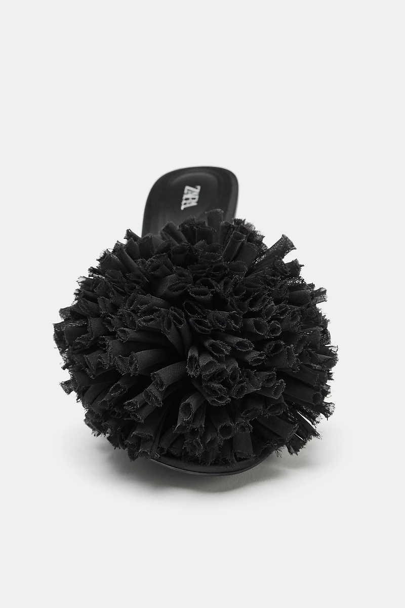 SANDALES À BRIDES ARRIÈRE MAXI POMPON