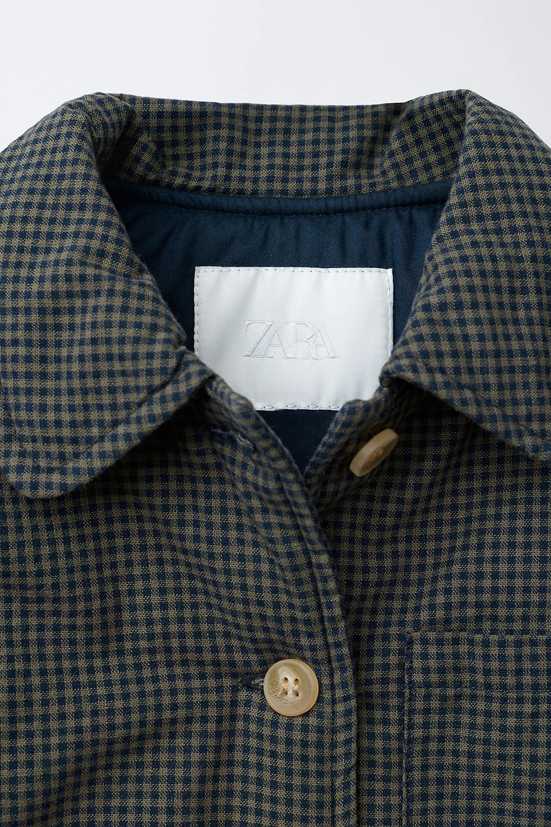 GINGHAM PRINT PUFFER JACKET