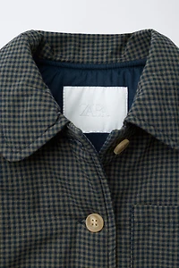 GINGHAM PRINT PUFFER JACKET