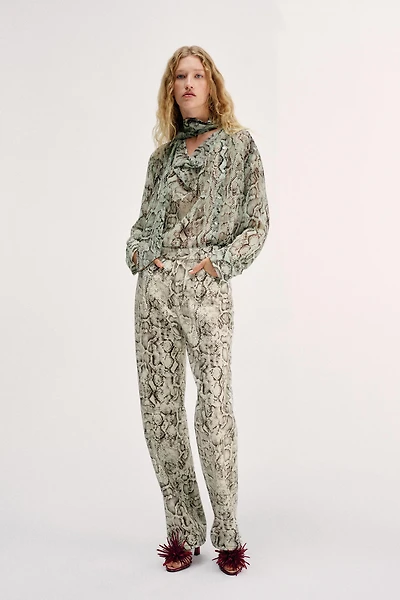 Z1975 HIGH-RISE STRAIGHT LONG LENGTH ANIMAL PRINT JEANS