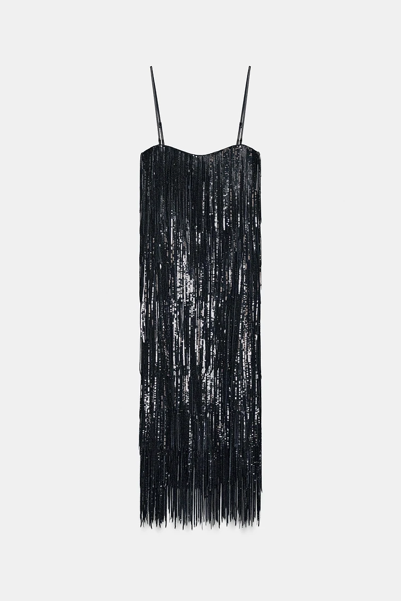 SEQUIN FRINGE DRESS ZW COLLECTION LIMITED EDITION