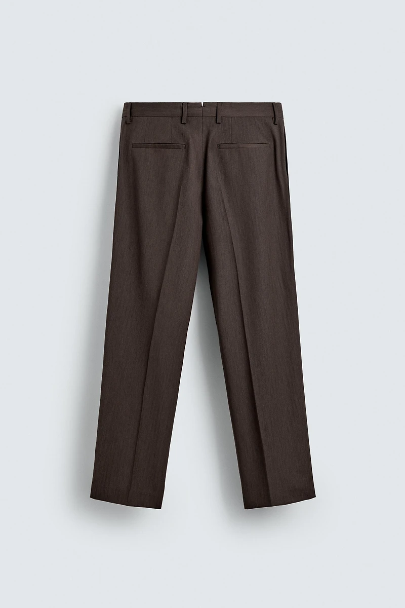 REGULAR FIT HERRINGBONE SUIT PANTS
