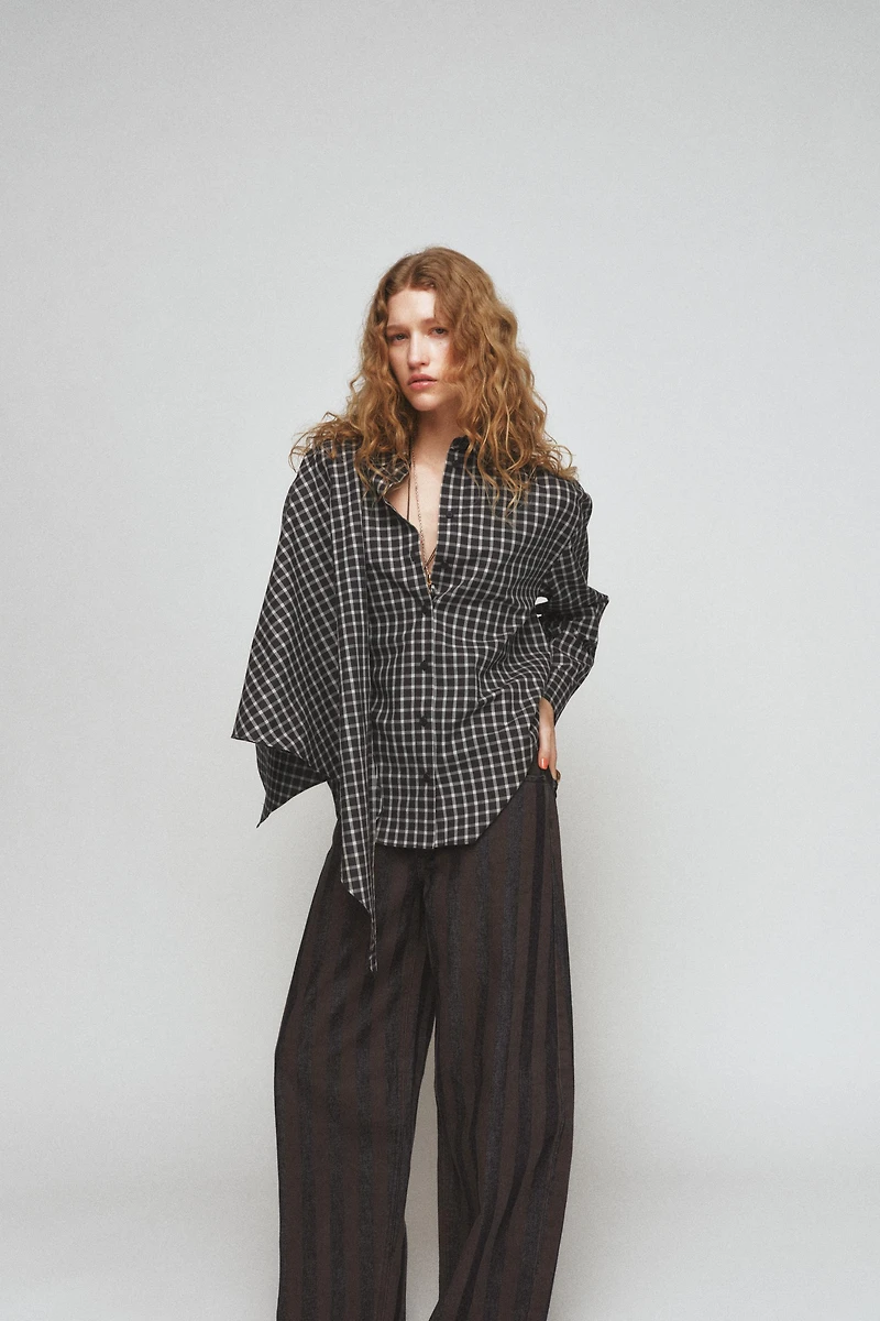 PLAID SHIRT WITH SCARF ZW COLLECTION