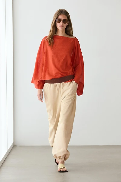 Flowing 100% cotton shirt with voluminous sleeves