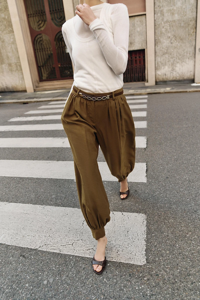 CHAIN BELT BALLOON PANTS