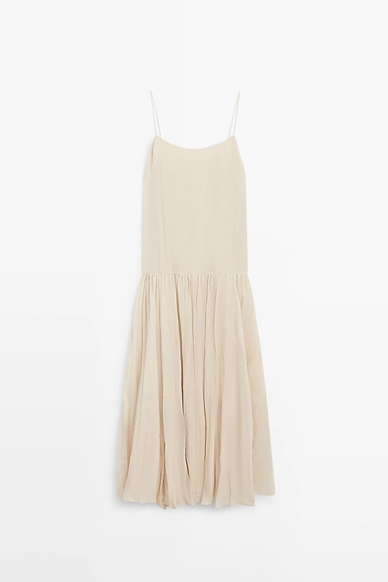 Flowing midi dress with pleated detail