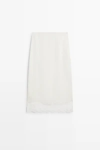 Flowing midi skirt with lace detail