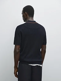 Ribbed knit polo shirt