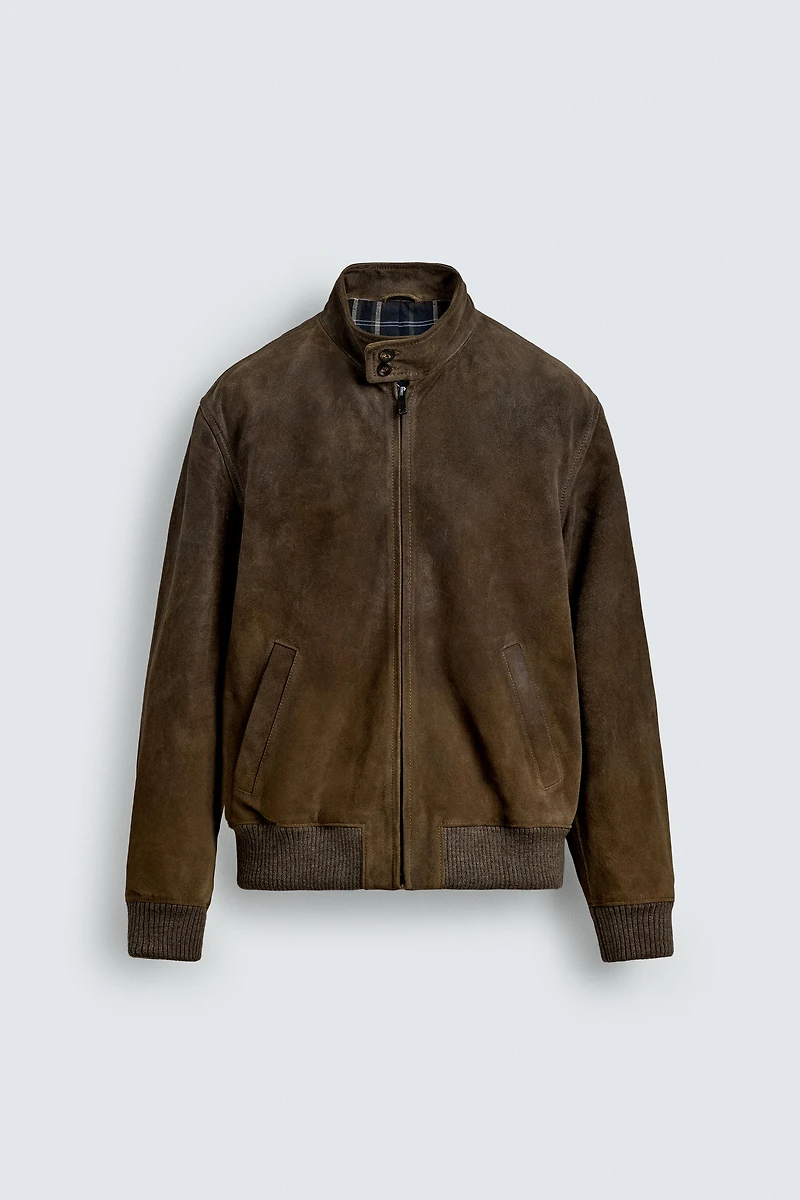 BLOUSON REGULAR FIT CUIR DAIM