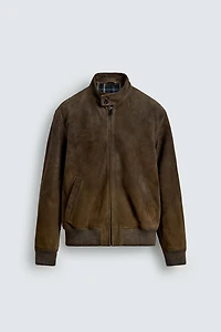 BLOUSON REGULAR FIT CUIR DAIM