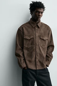 REGULAR FIT FAUX SUEDE OVERSHIRT