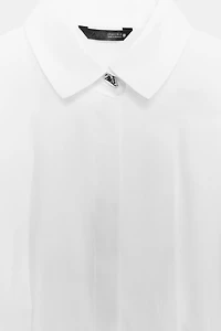 PLEATED POPLIN SHIRT