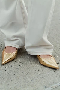 METALLIC KITTEN HEEL SHOES