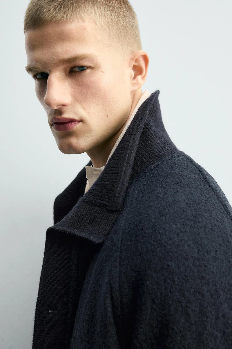 BLOUSON COL COMBINÉ BORD-CÔTE