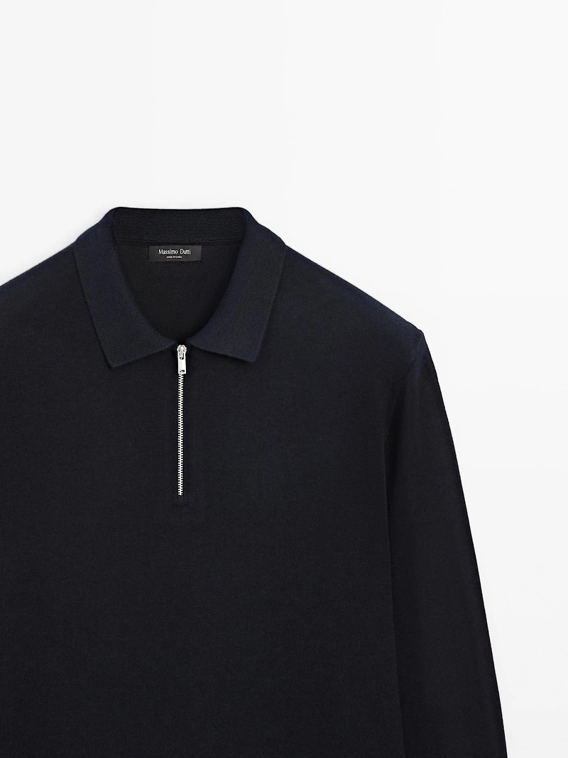 Pull polo maille fermeture Éclair