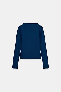 CREPE MOCK NECK T-SHIRT