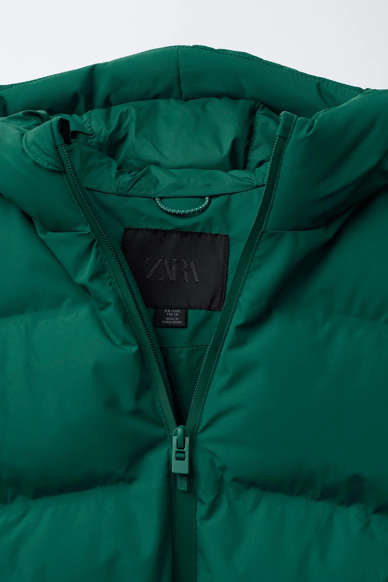 WATER REPELLENT LABEL PUFFER COAT