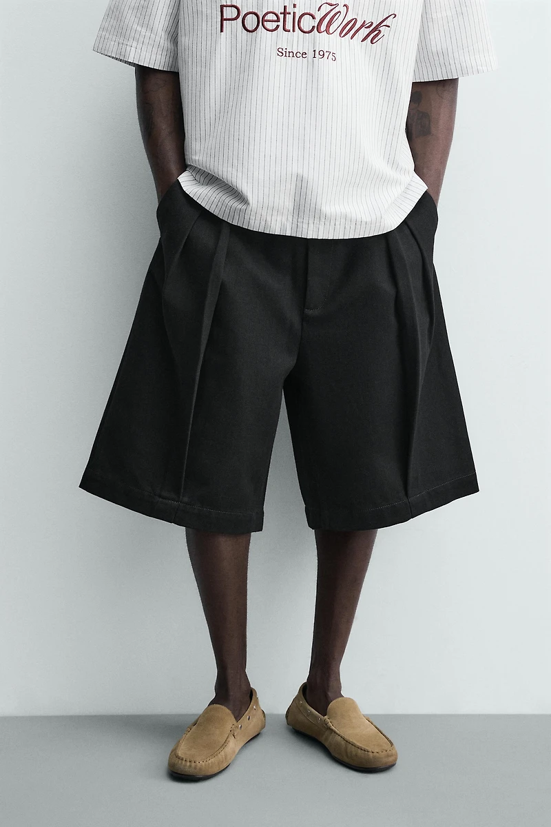 RELAXED FIT PLEATED SHORTS