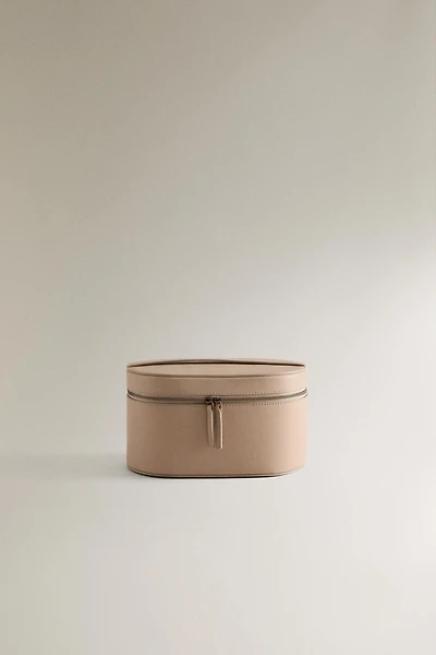 SMALL RIGID LEATHER MAKEUP BAG