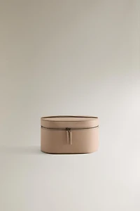SMALL RIGID LEATHER MAKEUP BAG