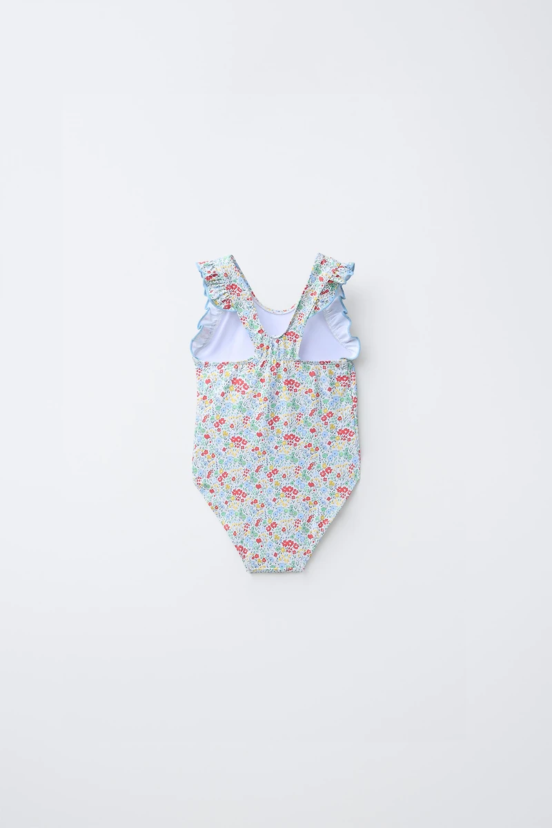 1-6 YEARS/ RUFFLED FLORAL SWIMSUIT
