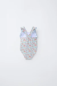 1-6 YEARS/ RUFFLED FLORAL SWIMSUIT