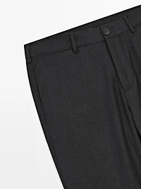 100% wool flannel trousers with elasticated side