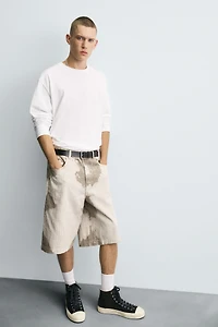 TEXTURED STRIPED SHORTS