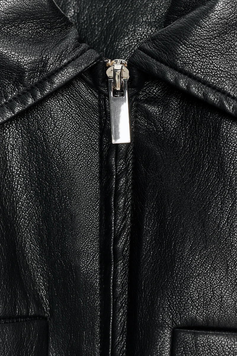 FAUX LEATHER BLAZER