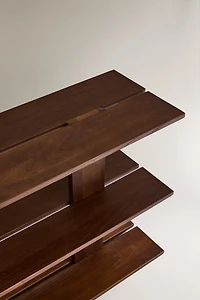 ELM WOOD SHELVING UNIT WITH THREE SHELVES