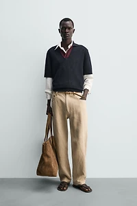 CONTRASTING STRUCTURED KNIT POLO