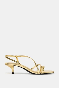 LEATHER KITTEN HEEL SANDALS