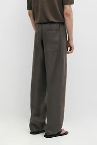 Pantalon jambe large lin
