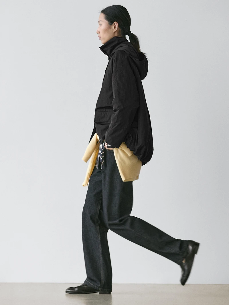 Long technical fabric parka