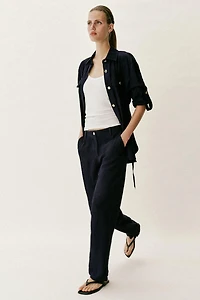 PANTALON DROIT EFFET FROISSÉ