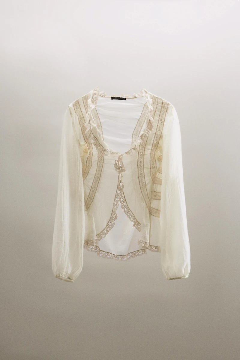 CHEMISE FLUIDE ASYMÉTRIQUE DENTELLE