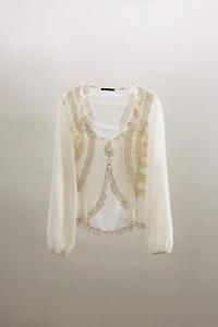 CHEMISE FLUIDE ASYMÉTRIQUE DENTELLE