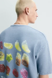 WASHED KNIT GUMMY PRINT T-SHIRT