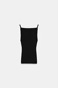 RIBBED KNIT HALTER TOP