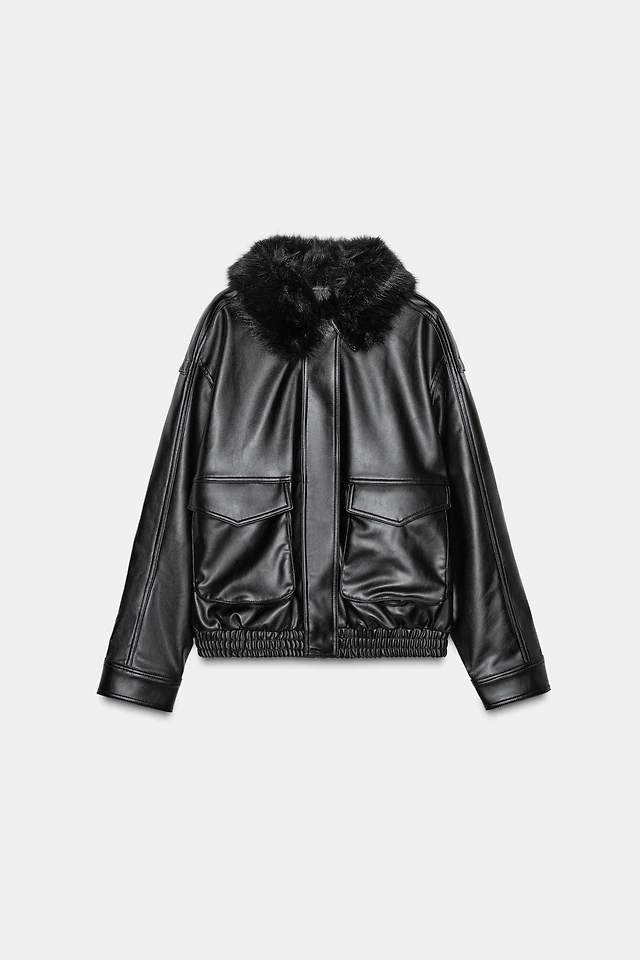 Gilet Fausse Fourrure Zara - Noir - Taille 12/13 Ans - Capuche - Occasion Très Bon état
